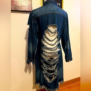 Ripped Denim Jacket Sz XL